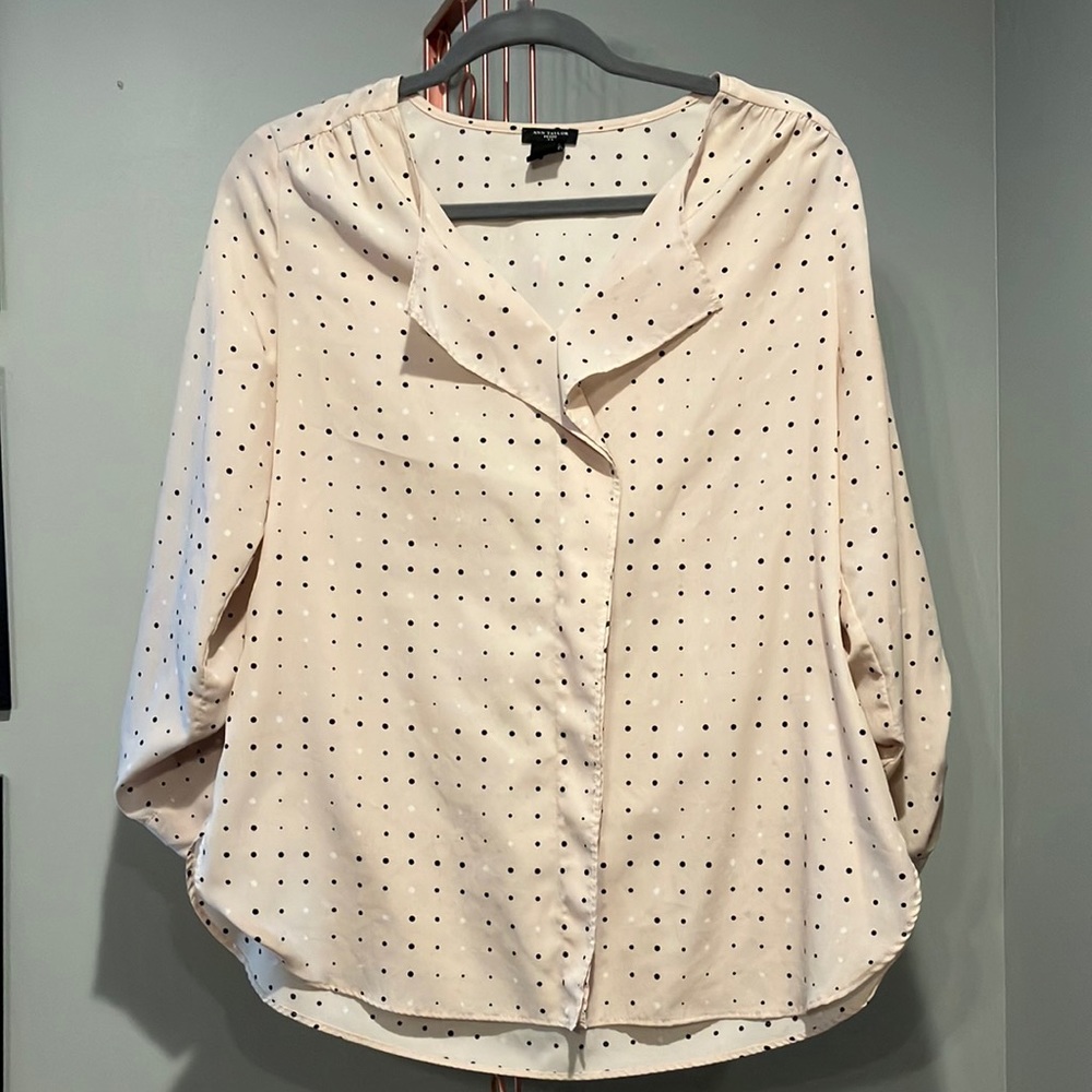 Ann Taylor Petite Polka Dot Blouse
